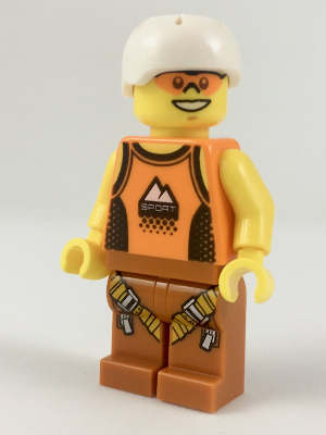 LEGO Minifigure-Rock Climber, Orange Tank Top, Dark Orange Legs with Clips, White Sports Helmet-Town / City / Recreation-cty917-Creative Brick Builders